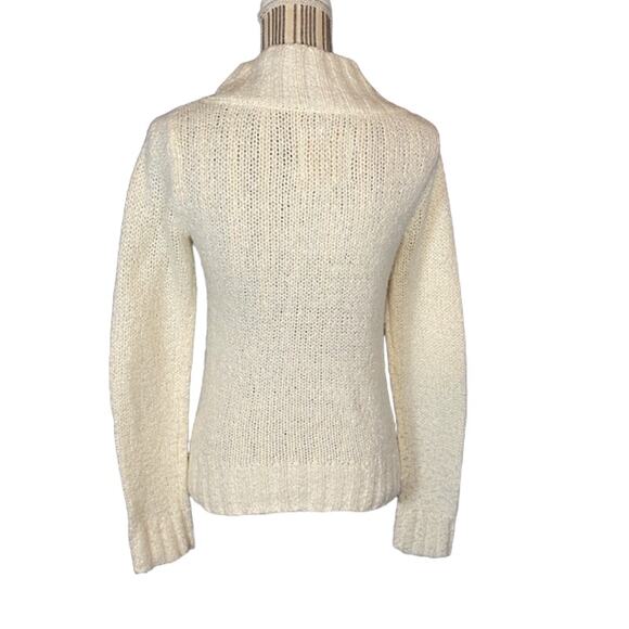 Energie Cream V-Neck Knit Pullover Sweater Women Sz M - Picture 2 of 9